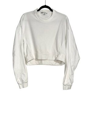 Adidas Y-3 Yohji Yamamoto White Cropped Long Sleeve Crewneck Sweatshirt XXS
